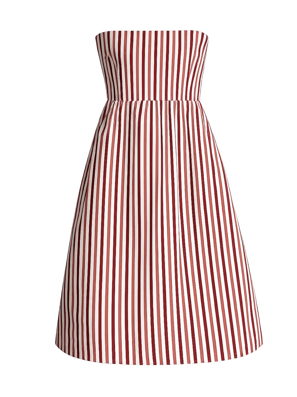 J. Crew Strapless Red and White Vertical-Stripe A-Line Dress